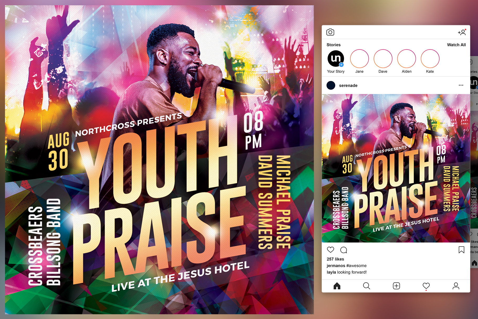 Youth Praise Church Flyer | Creative Photoshop Templates ~ Creative Market