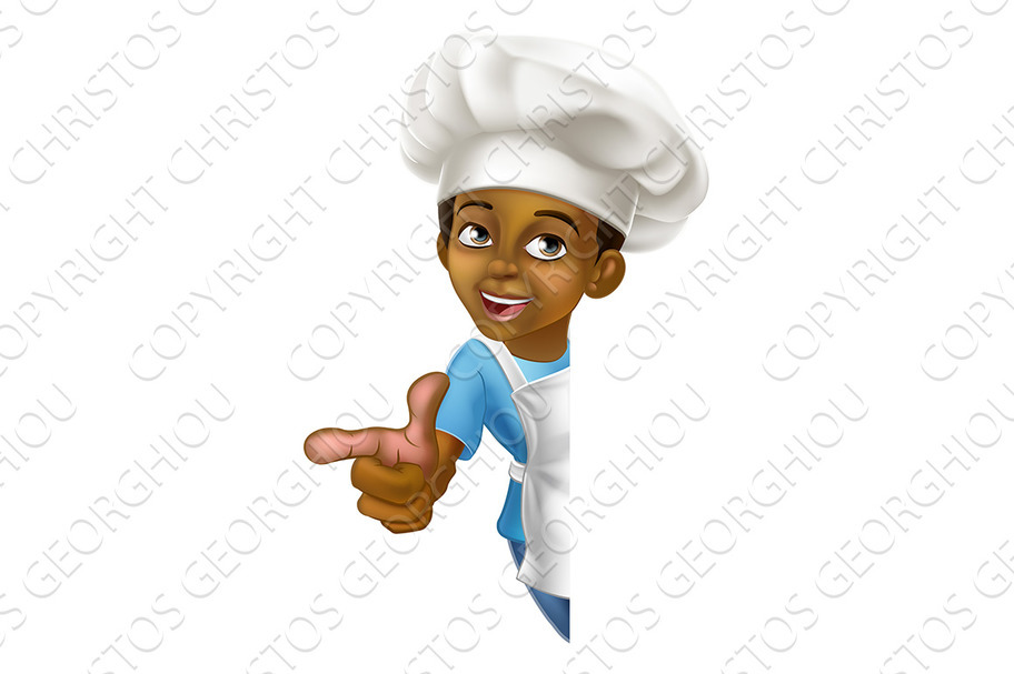 Black Boy Cartoon Child Chef Kid | Education Illustrations ~ Creative ...