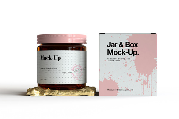 Download Amber Glass Jar & Box Mock-Up Vol.2 | Creative Photoshop Templates ~ Creative Market