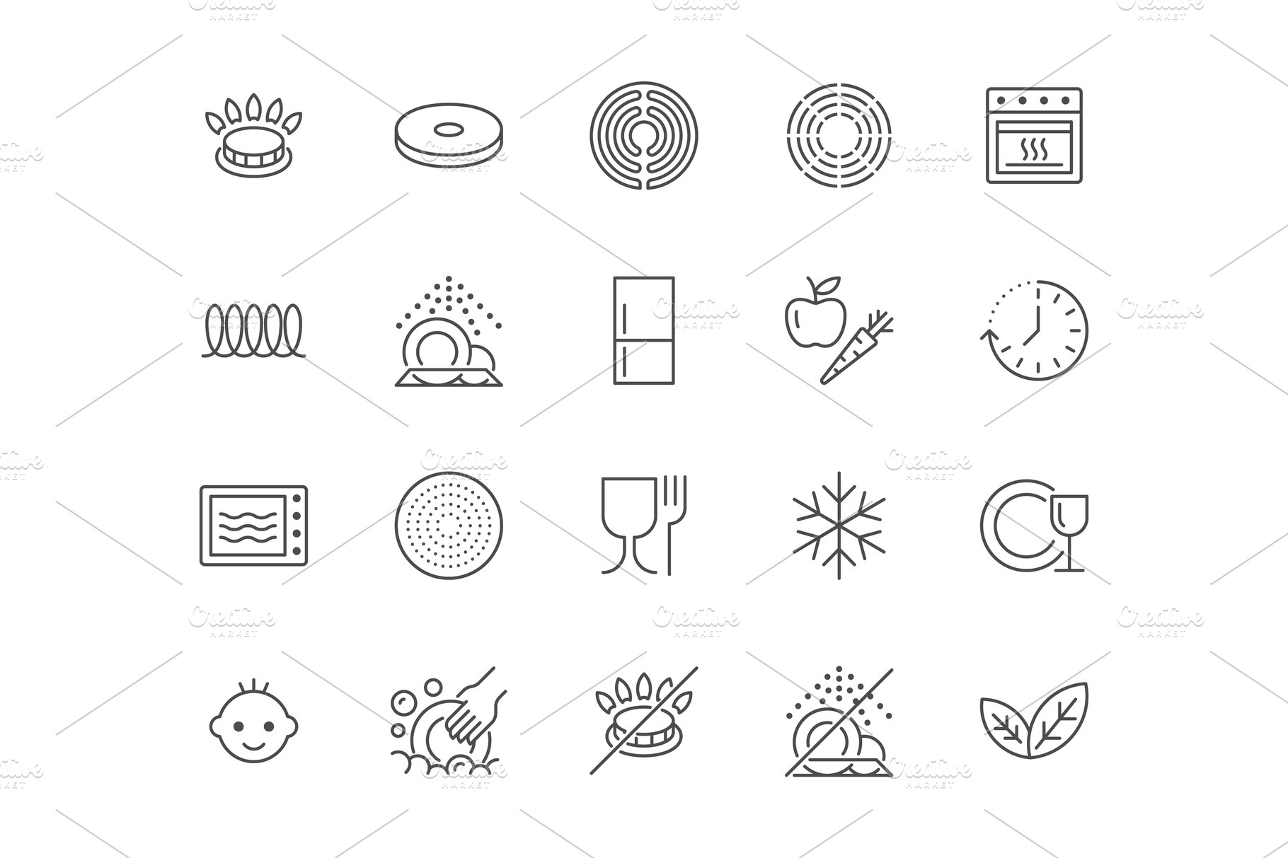 Dish Signs Line Icons | Outline Icons ~ Creative Market