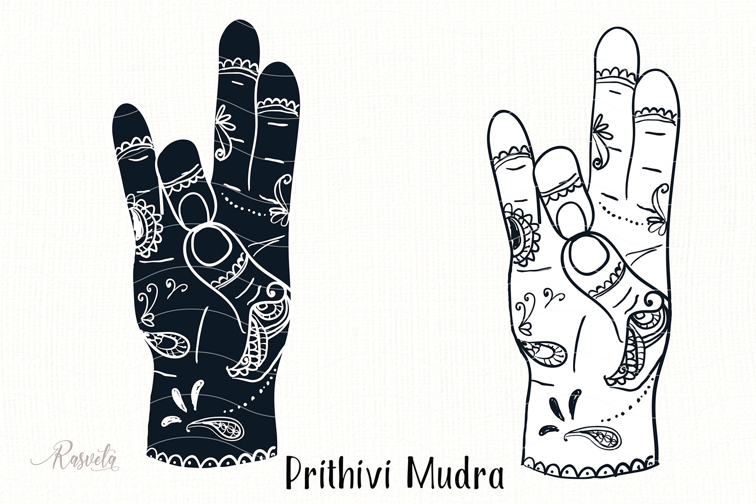 Prithivi Mudra with mehendi pattern | Decorative Illustrations ...