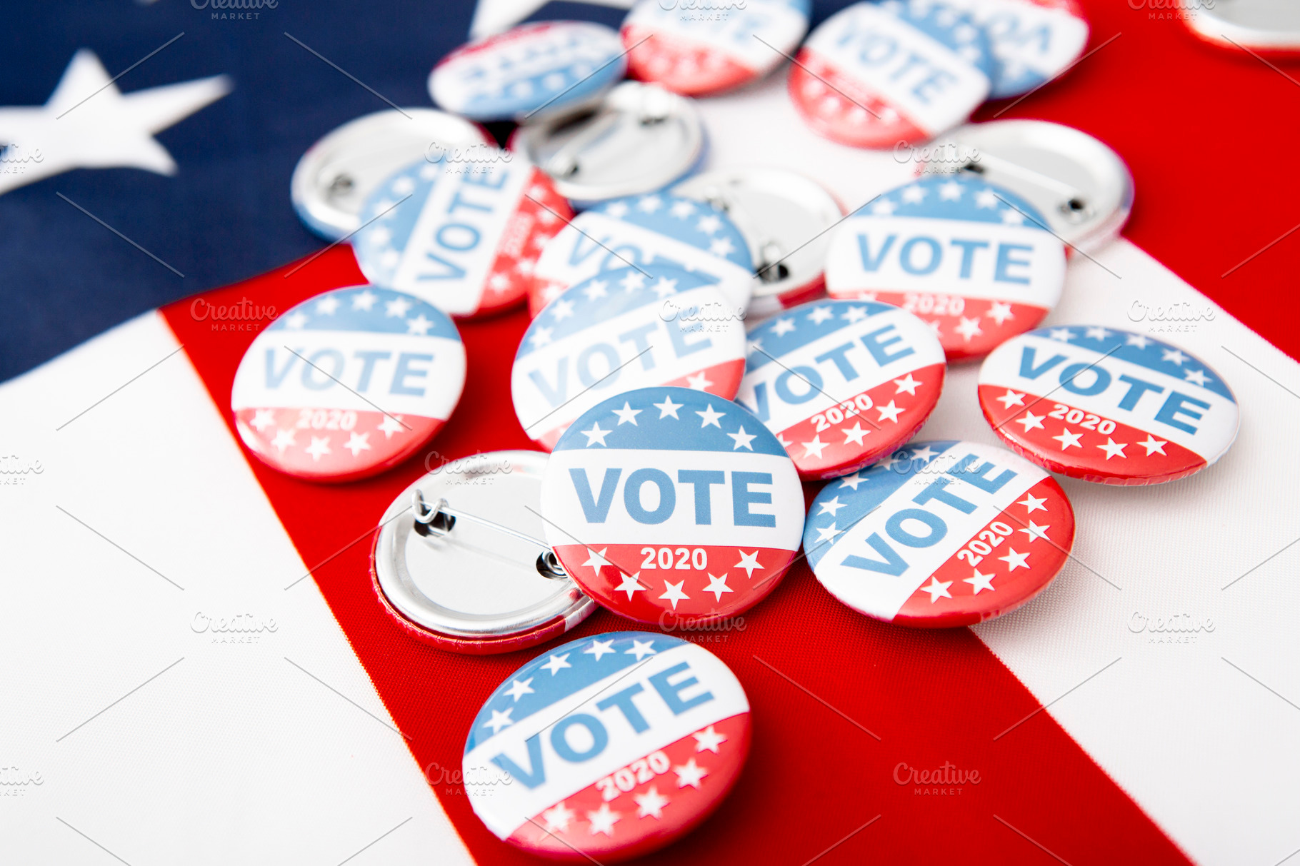 Patriotic Pile Of Button Pins On Us High Quality Stock Photos Creative Market