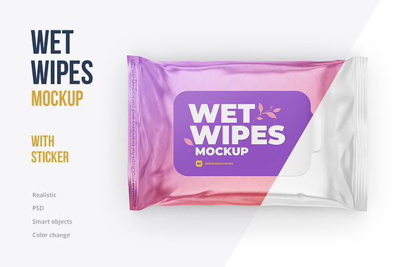 Download Wet Wipes With Sticker Mockup Creative Market