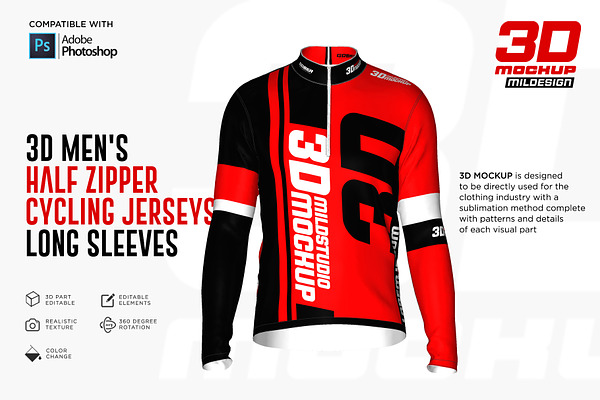 3d Men S Long Sleeve Jerseys Mockup Creative Photoshop Templates Creative Market