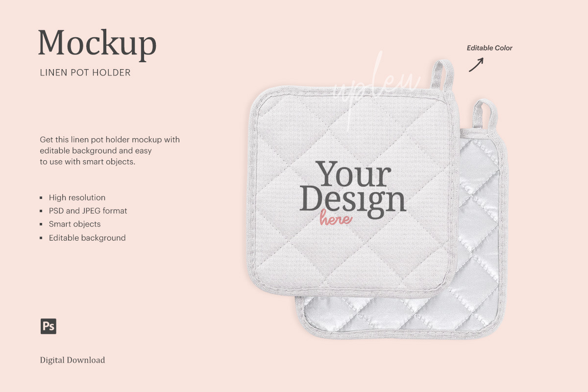 Download Linen Square Pot Holder Mock Up Creative Photoshop Templates Creative Market PSD Mockup Templates