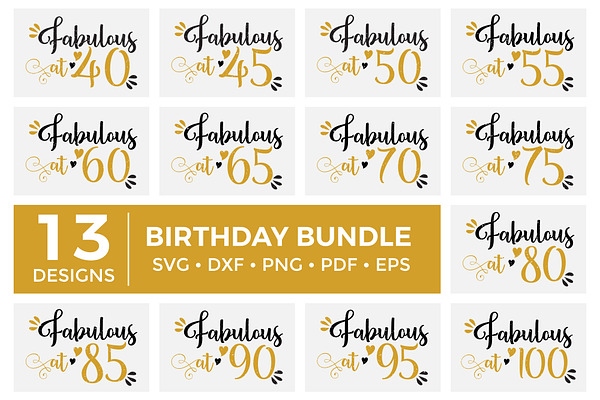 Download Birthday Fabulous Svg Bundle Pre Designed Illustrator Graphics Creative Market PSD Mockup Templates