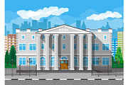 Bank building with city skylines | Finance Illustrations ~ Creative Market