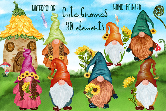 Download Cute Gnomes Clipart Forest Gnomes Pre Designed Photoshop Graphics Creative Market