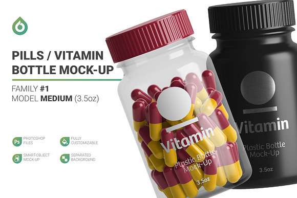 Download Vitamins Bottle Mockup Creative Photoshop Templates Creative Market