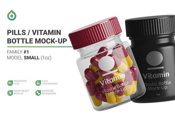 Download Vitamins Bottle Mockup Creative Photoshop Templates Creative Market