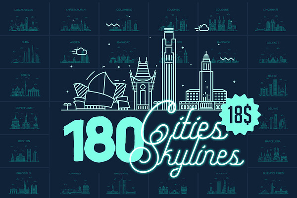 Huge Collection Of Cities Skylines Pre Designed Photoshop Graphics Creative Market