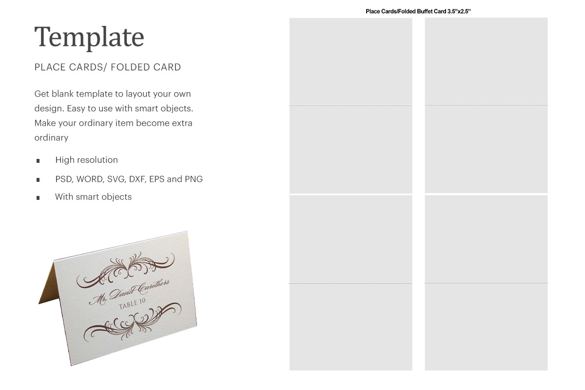 Place Card Folded Blank Template