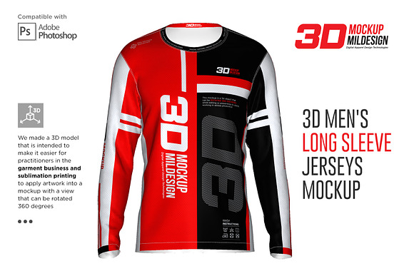 Download 3d Men S Long Sleeve Jerseys Mockup Creative Photoshop Templates Creative Market