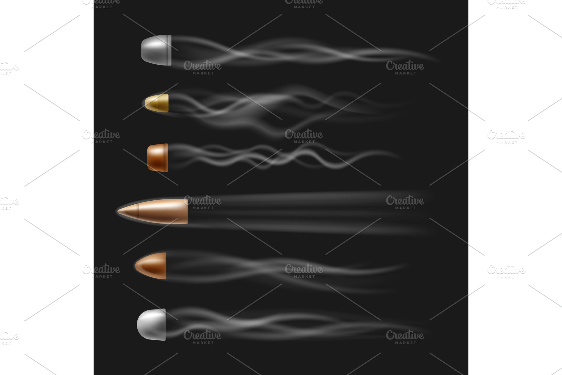 Flying bullet set with realistic | Pre-Designed Vector Graphics