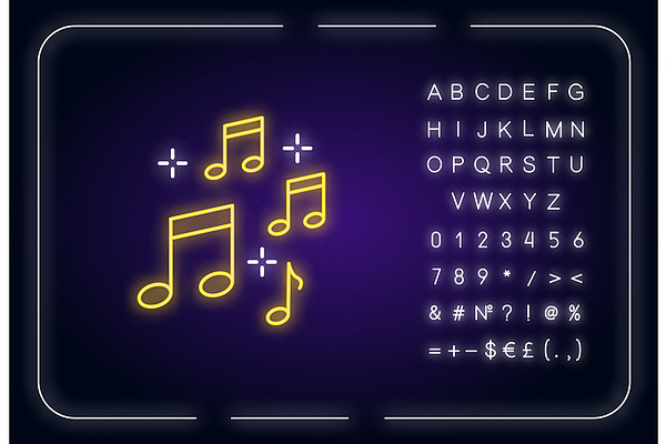 Music Quarter Notes Neon Light Icon Pre Designed Photoshop Graphics Creative Market