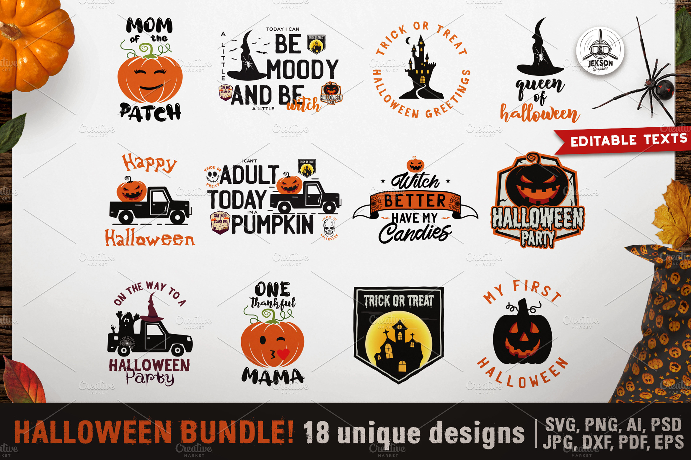 Download Halloween Bundle Vintage Emblems Svg Pre Designed Photoshop Graphics Creative Market