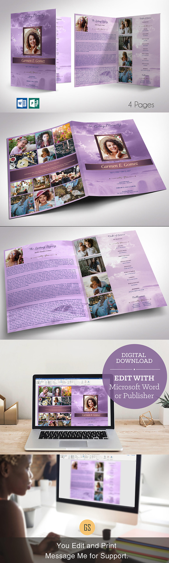 Air Bubbles Trifold Funeral Program Template