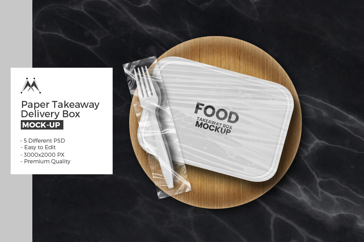 Download Paper Food Delivery Box Mockup Creative Photoshop Templates Creative Market