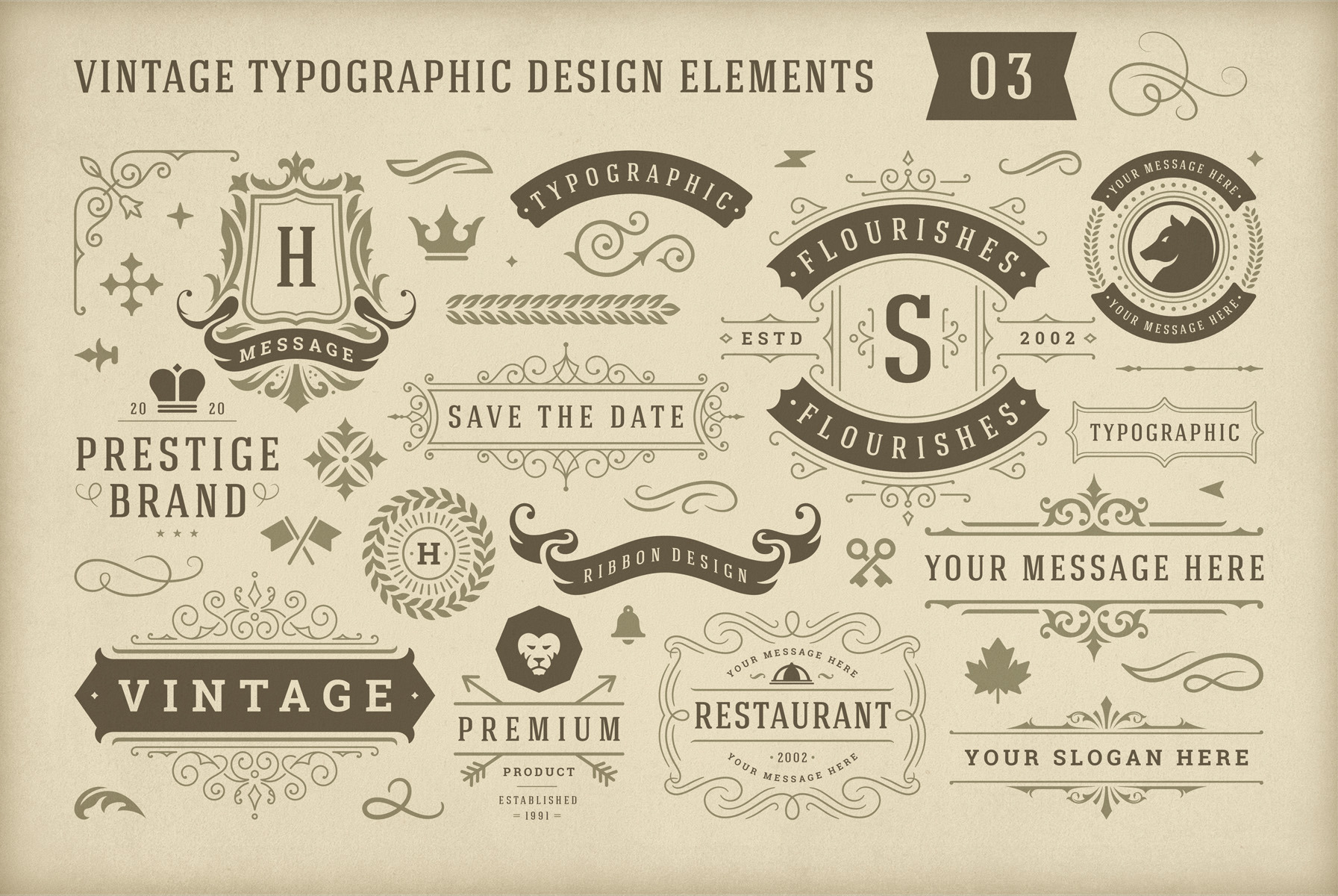 Vintage Typographic Design Elements | Graphic Objects ~ Creative Market