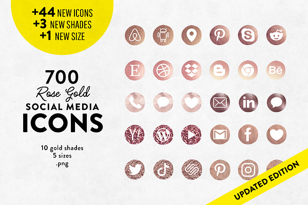 Rose Gold Social Media Icons Pre Designed Photoshop Graphics Creative Market