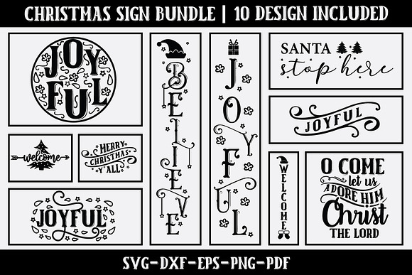 Christmas Svg Bundle Christmas Sign Pre Designed Illustrator Graphics Creative Market