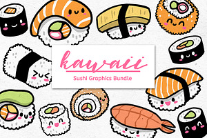 Kawaii Sushi Set Pre Designed Illustrator Graphics Creative Market