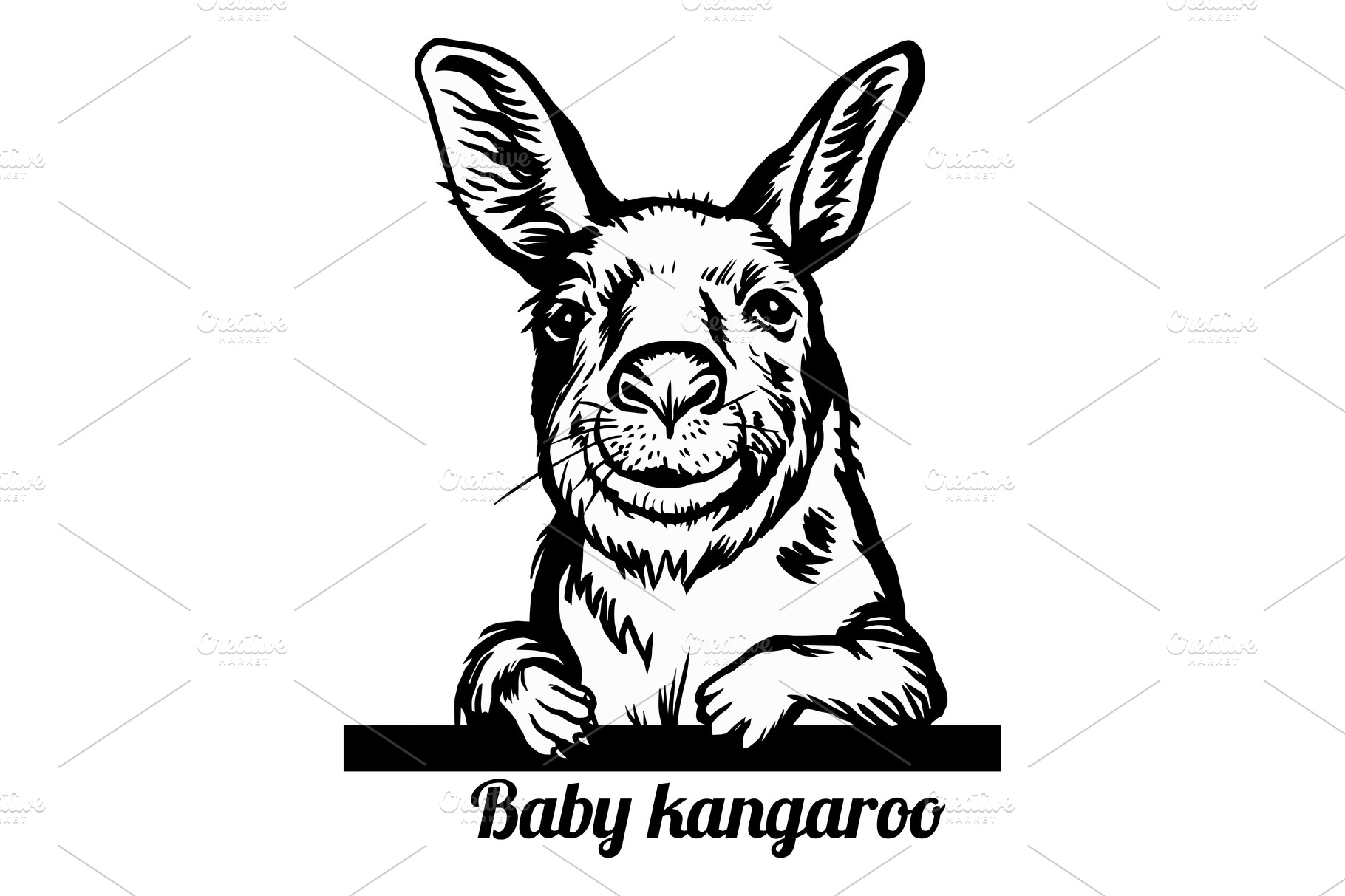 Baby Kangaroo Animal Face Vector Pre Designed Vector Graphics Creative Market