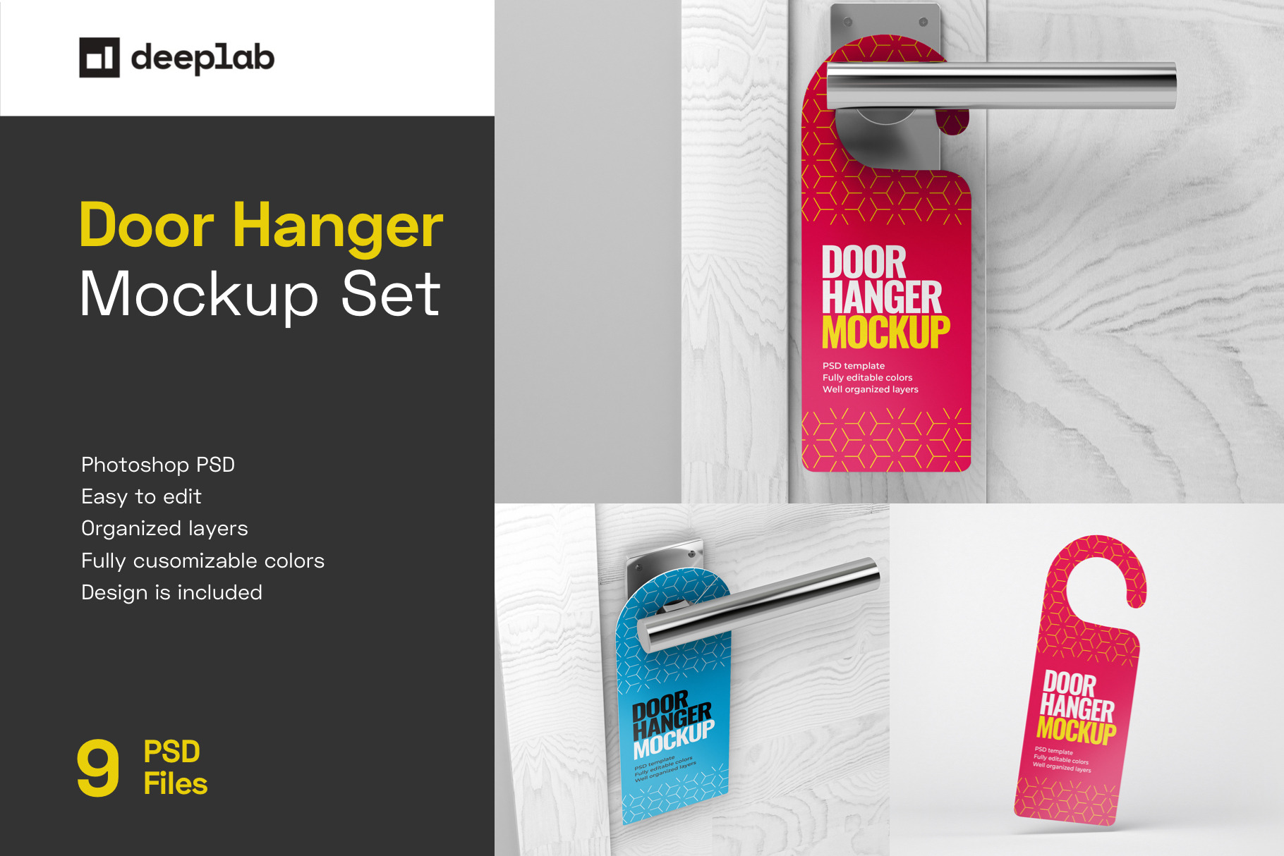 Download Door Hanger Mockup Set Creative Photoshop Templates Creative Market