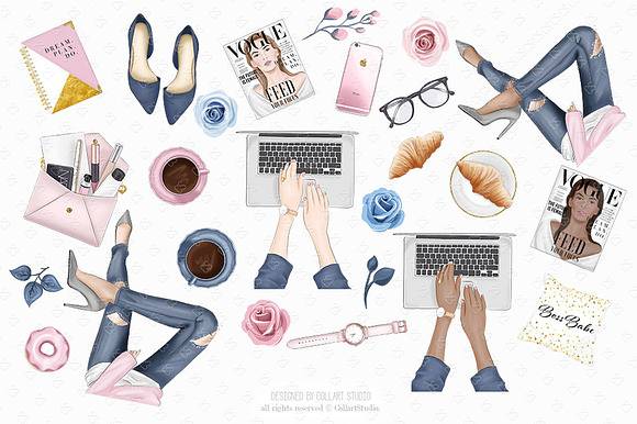 Girl Boss clipart, boss lady stickers, girly planner clipart