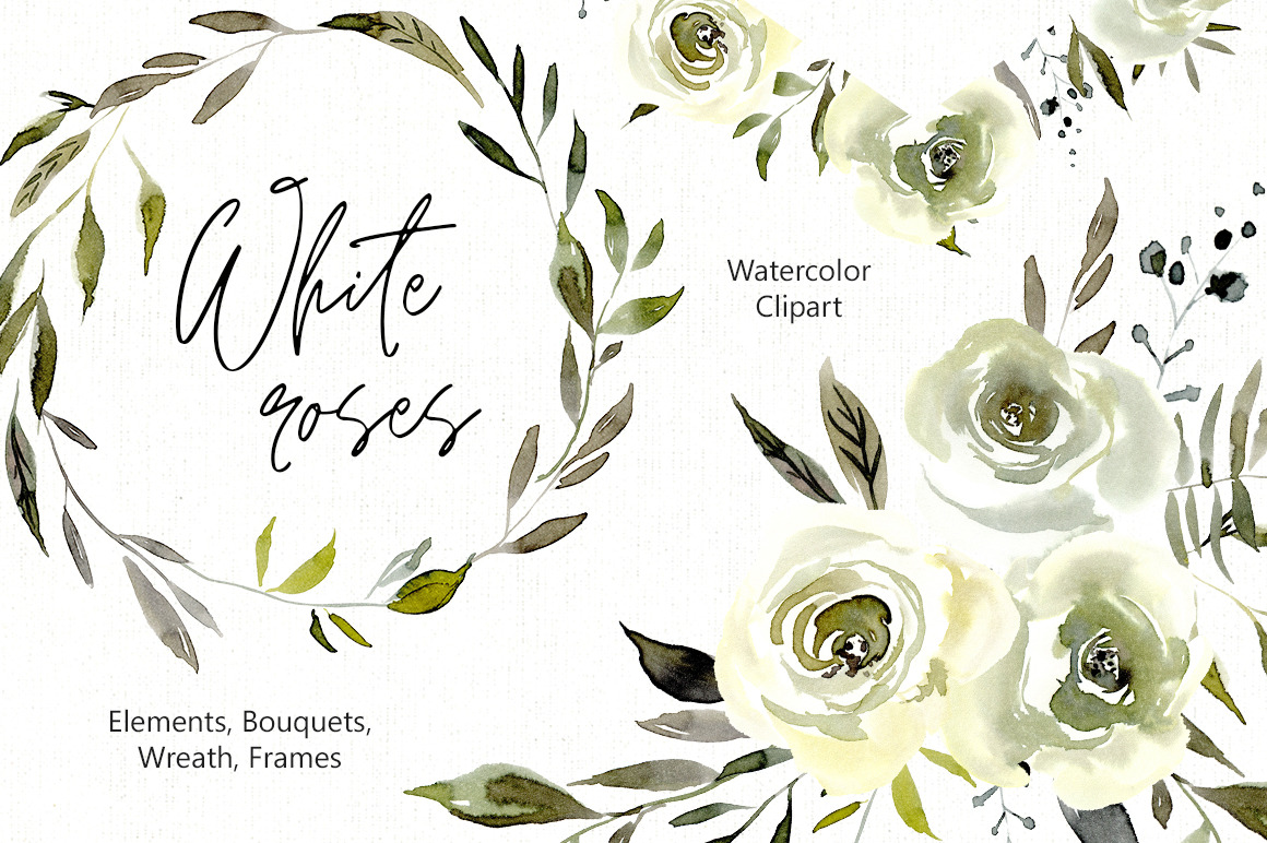 watercolor white roses flowers png pre designed photoshop graphics creative market watercolor white roses flowers png