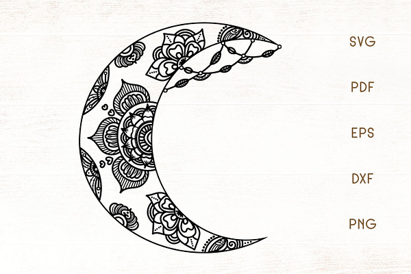 Download Floral Crescent Moon Svg Moon Svg Pre Designed Photoshop Graphics Creative Market 3D SVG Files Ideas | SVG, Paper Crafts, SVG File