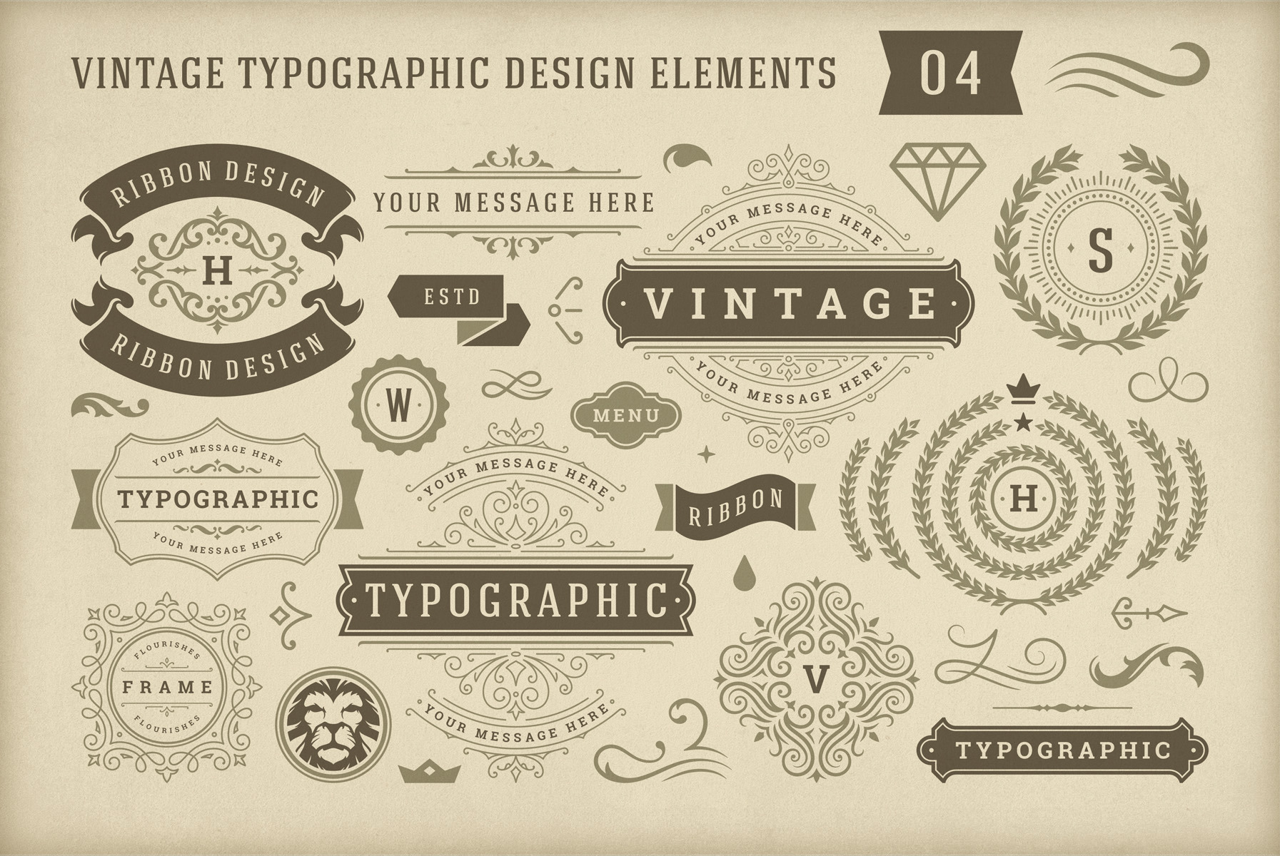 Vintage Typographic Design Elements | Graphic Objects ~ Creative Market