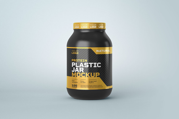 Free Protein Powder Packaging Bottle Mockup (PSD)