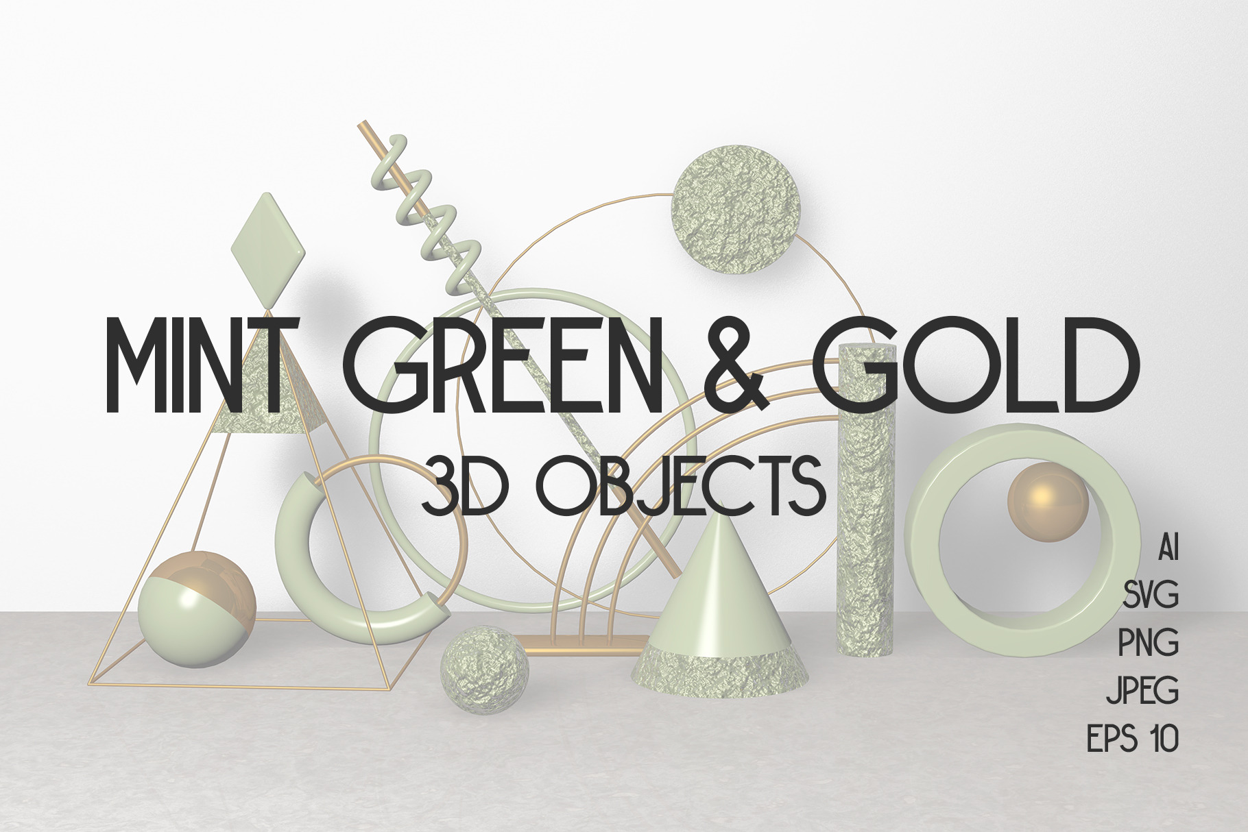 Download Mint Green Gold 3d Objects Creative Market