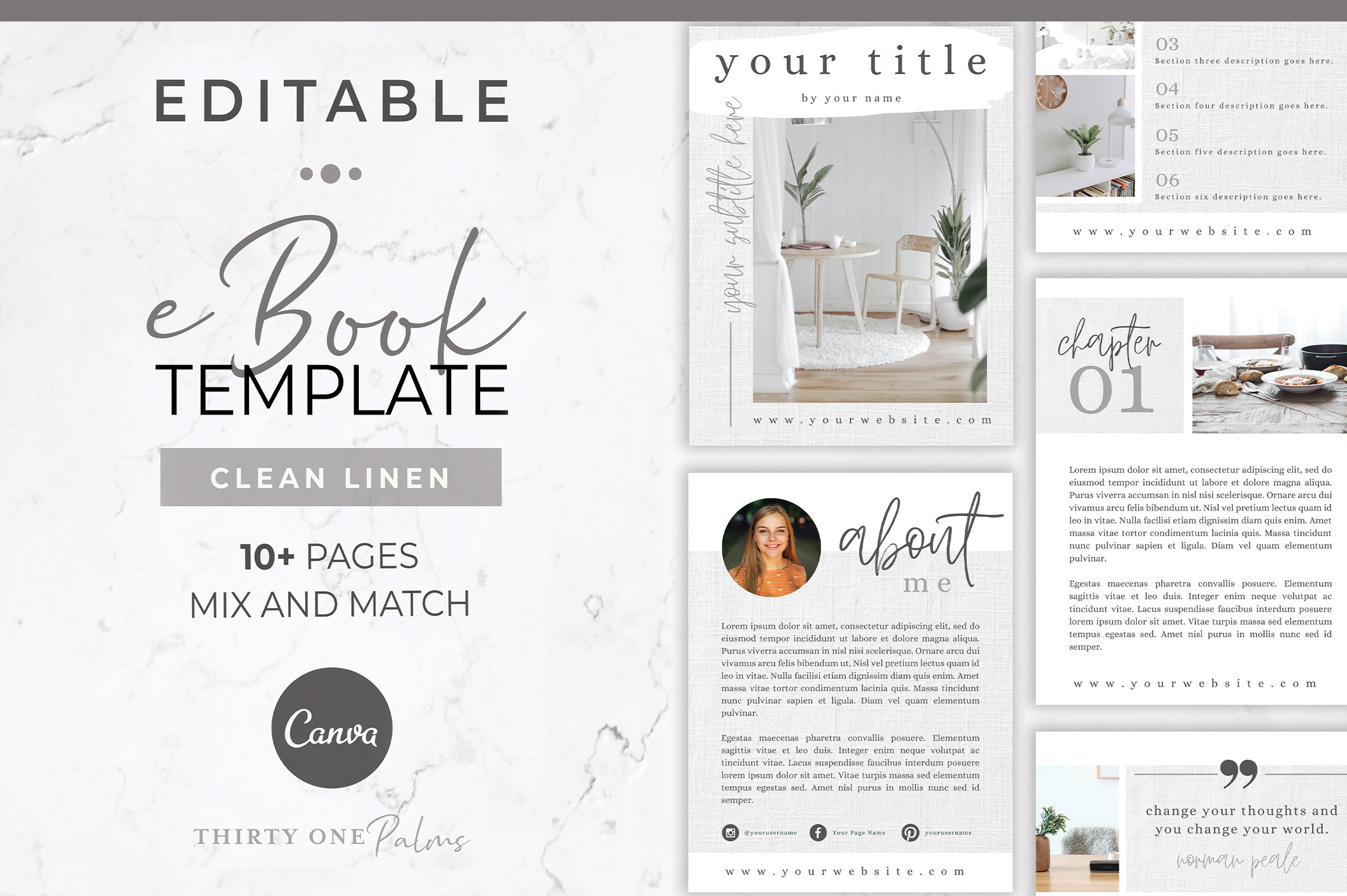 eBook Template for Canva | Linen | Magazine Templates ~ Creative Market