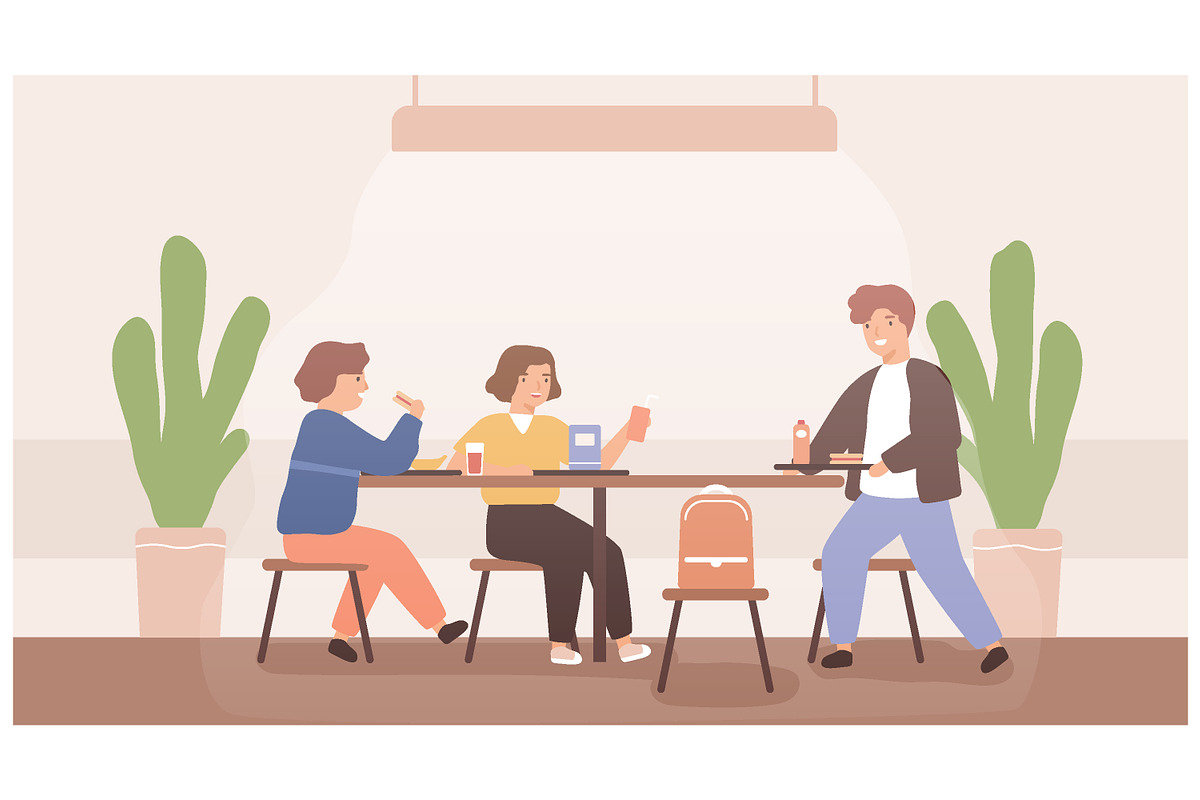 School cafeteria | Pre-Designed Illustrator Graphics ~ Creative Market