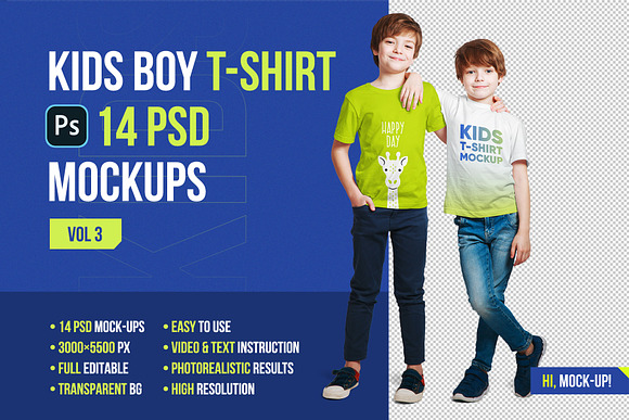 Kids Boy T Shirt Mockups Vol3 Creative Photoshop Templates Creative Market