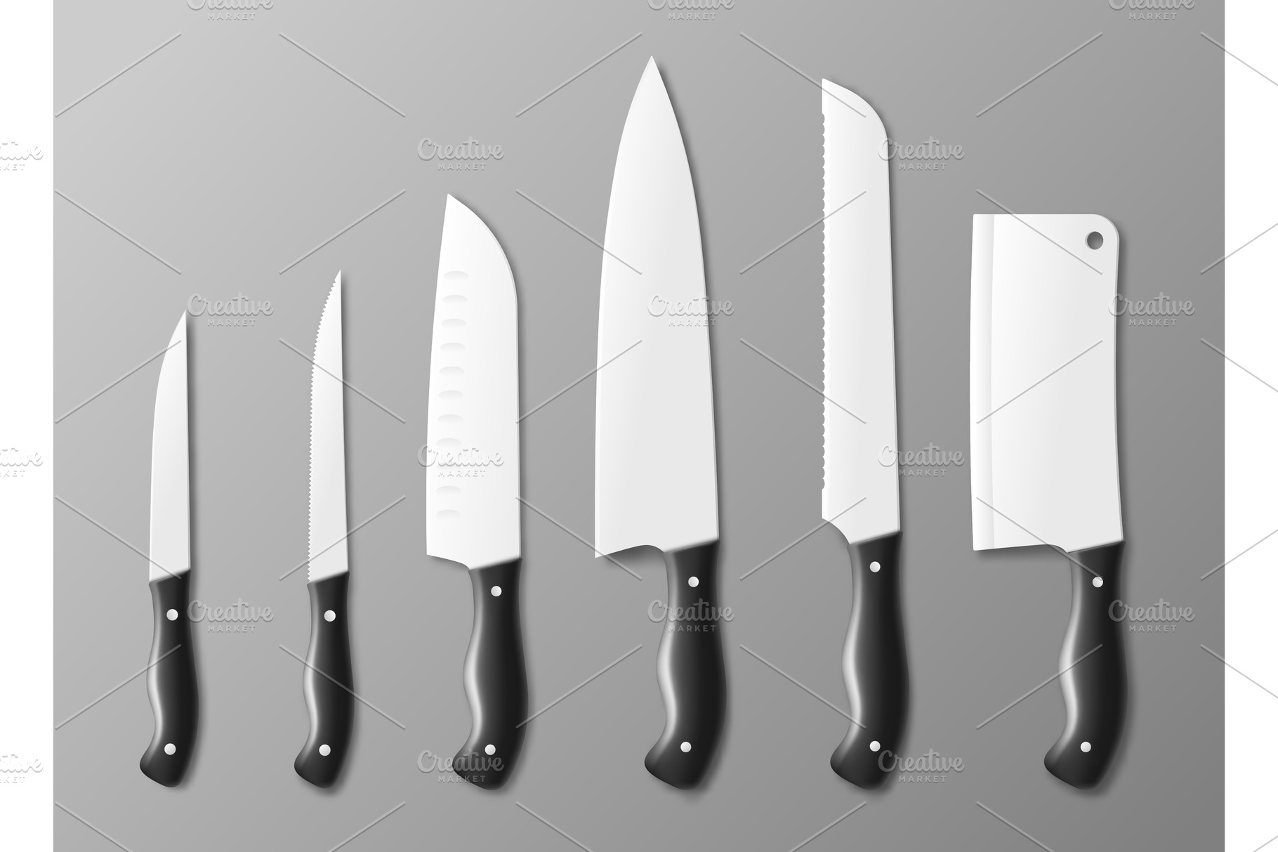 Cooking Kitchen Knife Set Templates Pre Designed Vector Graphics Creative Market