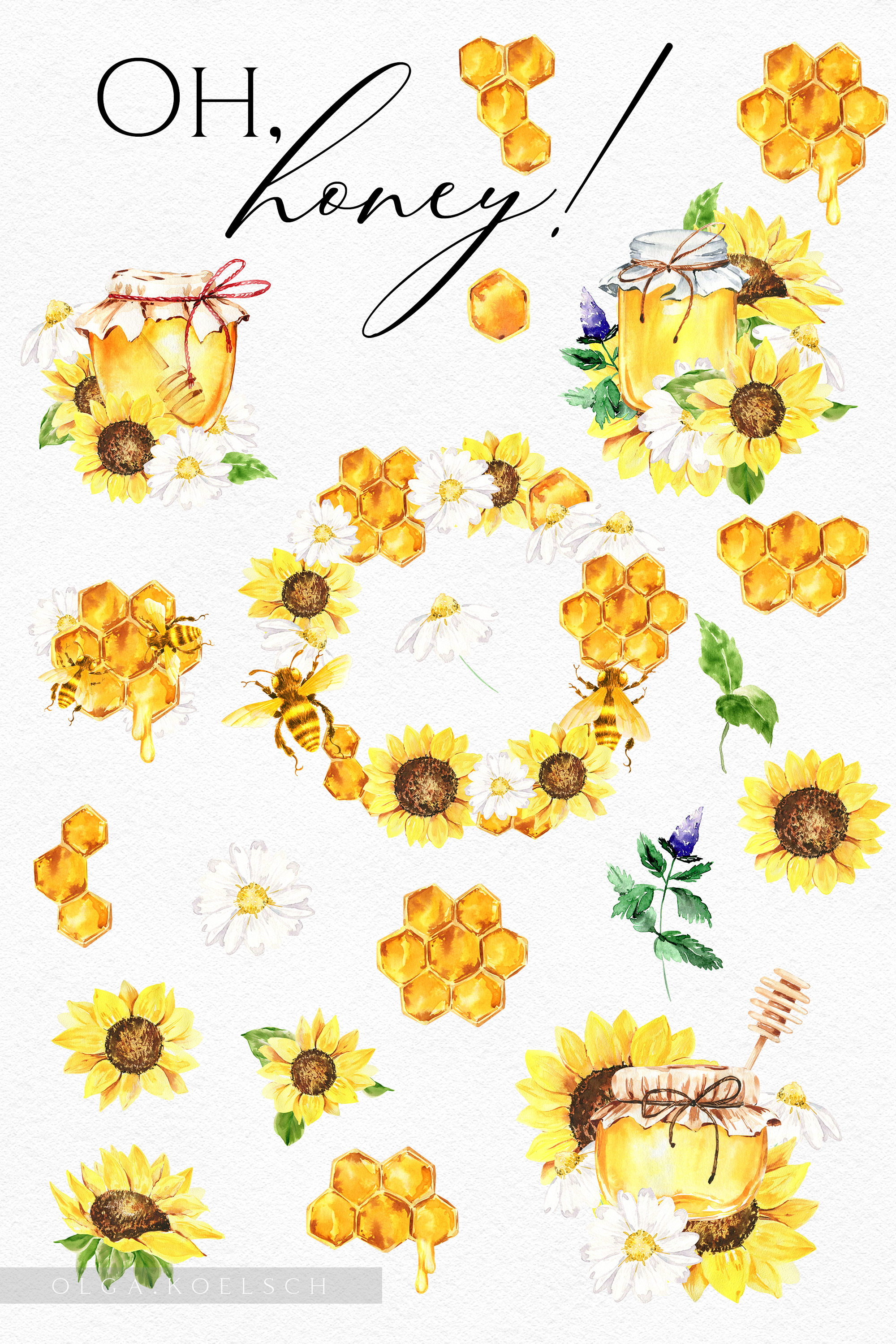 Honey Bee watercolor graphics | Creative Market