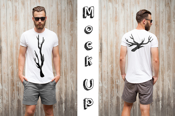 T Shirt Mockup Front And Back 2 Creative Photoshop Templates Creative Market