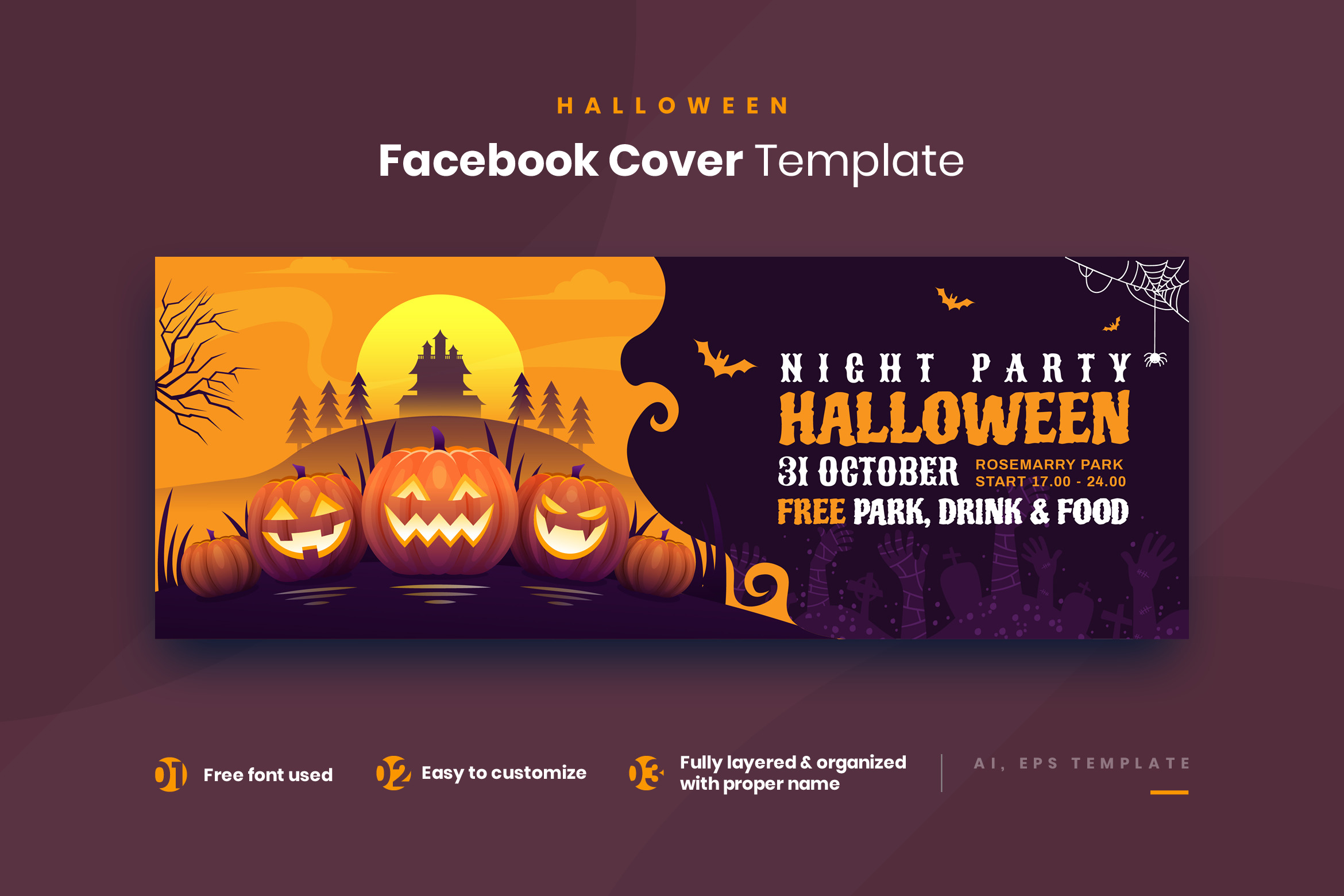 halloween facebook cover banner creative illustrator templates creative market halloween facebook cover banner