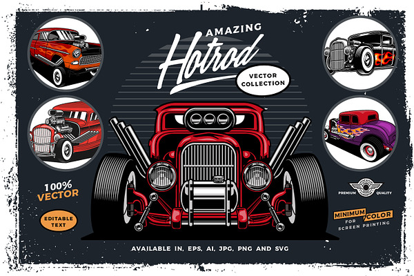 Download Hotrod Vector Cars Pre Designed Illustrator Graphics Creative Market PSD Mockup Templates