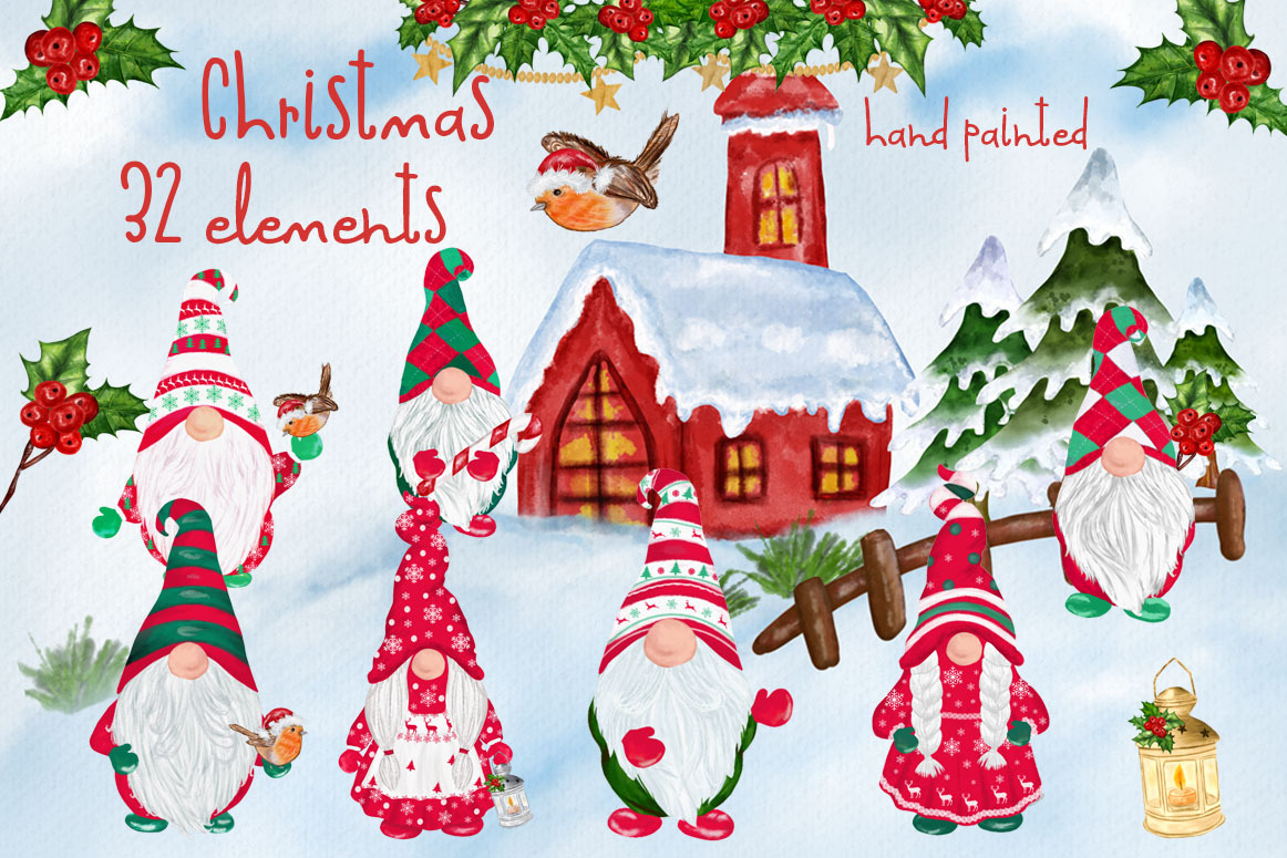 Christmas Gnomes clipart PreDesigned Graphics Creative Market