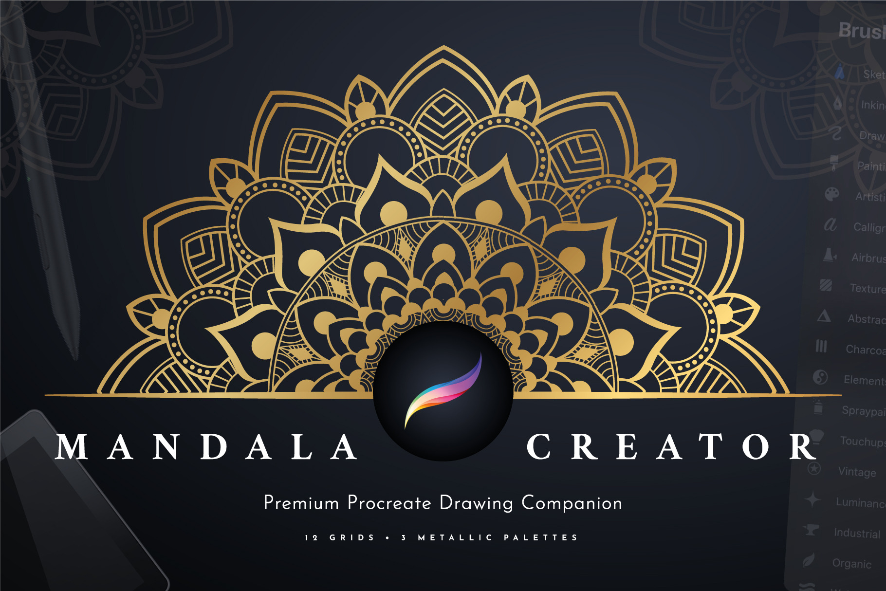 Download Procreate Mandala Creator Template Unique Illustrator Brushes Creative Market 3D SVG Files Ideas | SVG, Paper Crafts, SVG File