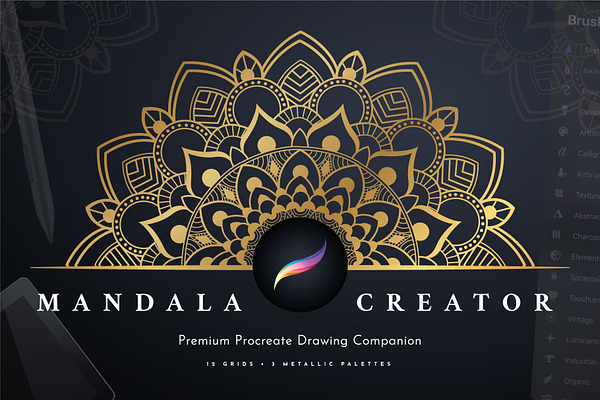 Download Procreate Mandala Creator Template Unique Illustrator Brushes Creative Market