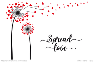 Download Dandelion With Hearts Vector Svg Pre Designed Photoshop Graphics Creative Market