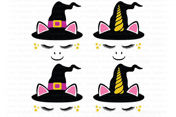 Download Halloween Svg Unicorn Witch Face Pre Designed Photoshop Graphics Creative Market Yellowimages Mockups