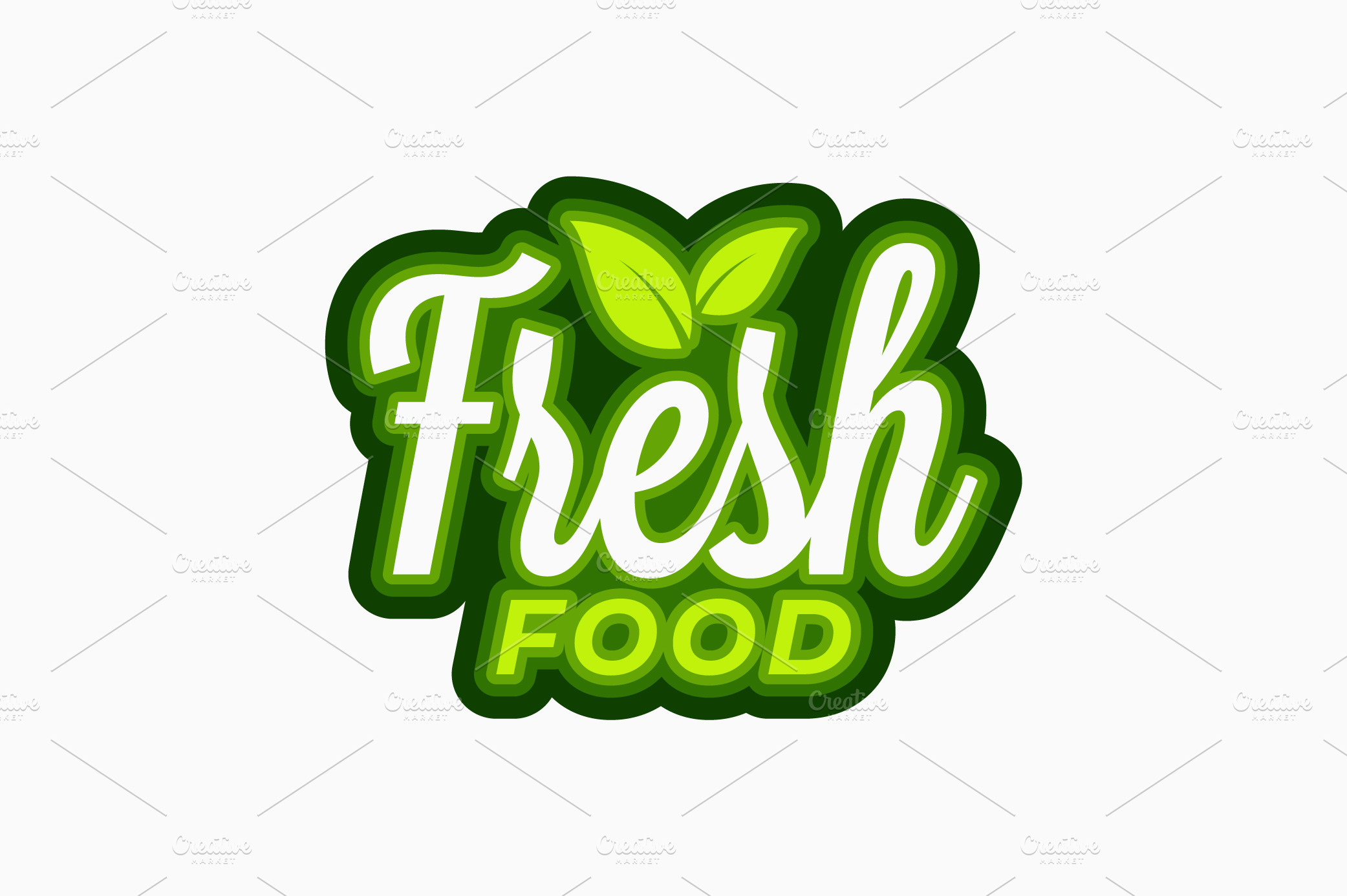 Fresh food logo. Lettering fresh. Graphic Objects Creative Market