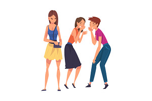 Two Girls Girlfriends Gossiping Pre Designed Illustrator Graphics Creative Market