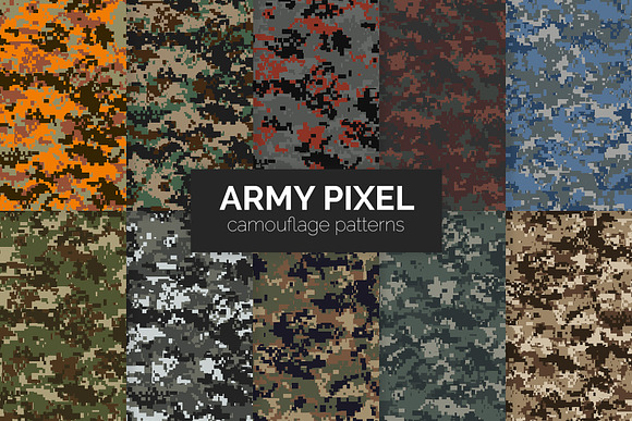 Army Pixel Camouflage Patterns Pre Designed Illustrator Graphics Creative Market